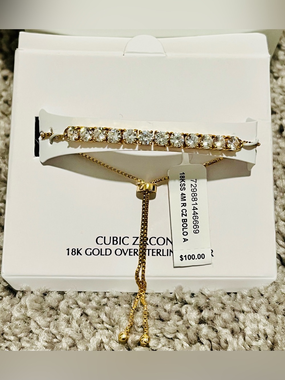 Giani Bernini Cubic Zirconia Curved Bar Bolo Bracelet